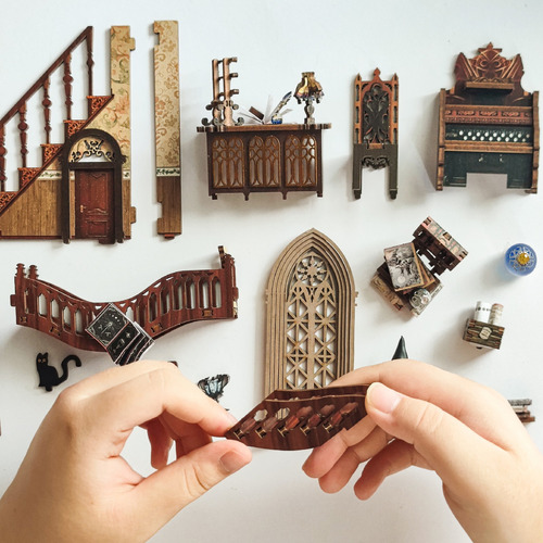 Joincon Kit Rincón Magic World Book Nook Madera Puzzle 3d