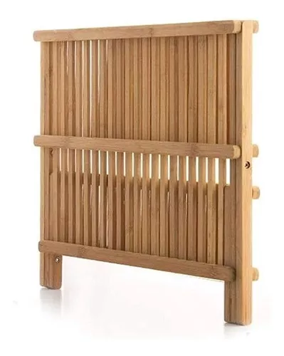 Escorredor Louça Dobrável Bambu Pratos Yoi