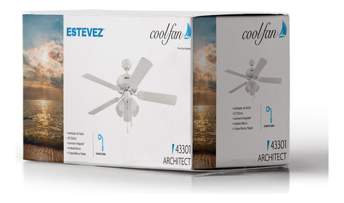 Ventilador de techo Architect 52 pulgadas blanco de 5 aspas Coolfan
