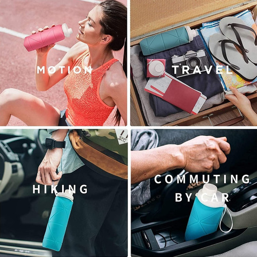 Imagen 3 de 7 de Botella De Silicona Deportiva Plegable Portátil Para Deporte
