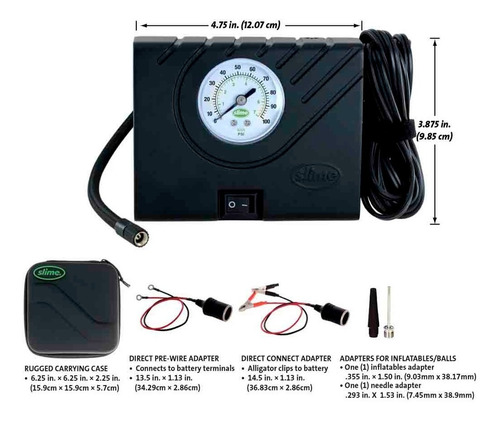 Imagen 7 de 10 de Compresor De Aire Slime Power Sport 12v Autos Motos Bicis