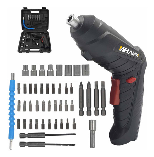 Set Mini Destornillador Inalambrico Rotador Negro Whamx