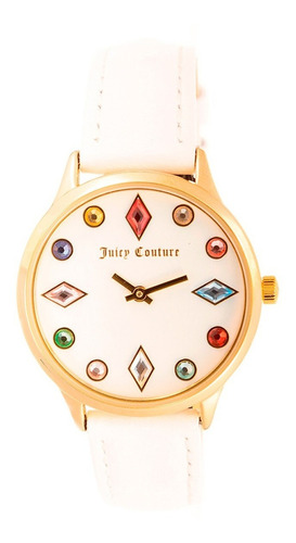 Reloj Juicy Couture Correa Piel Blanca Color de la correa Blanco Color del bisel Dorada Color del fondo Blanco