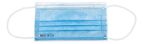Cubrebocas Desechable Azul 3 Capas Made In Usa Pack 20 Color Azul claro