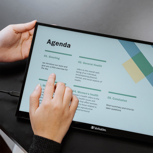 Monitor touch 15.6" Verbatim Monitor Portátil LED Full HDM Metalico USB-C HDMI Android Windows negro