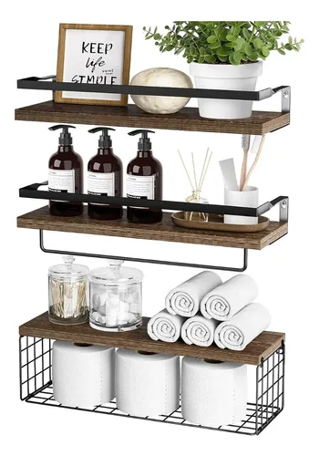 comprar 3 Pisos Banna Estantes De Madera De Para Dormitorio De Baño 40 Cm Banna Color Marrón 16.5 \