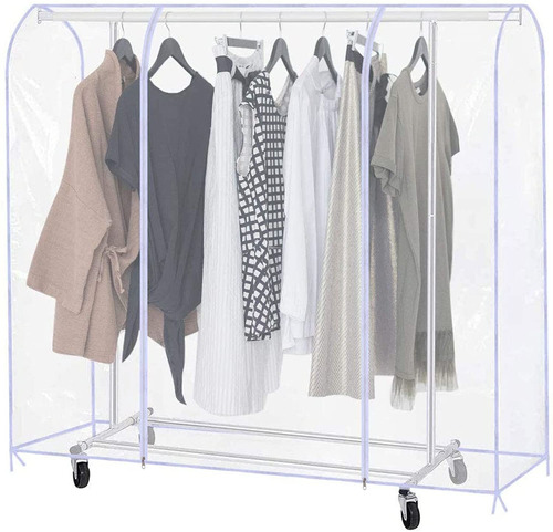 Qees Coat Rack Cover, Transparent, With 2 Zippers