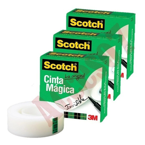 3 Cintas Adhesivas Scotch Magica Invisible 19mm X 33 Metros | MercadoLibre