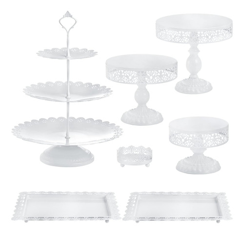 Lyellfe Juego De 7 Soportes Para Pasteles Blancos, Juego De