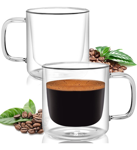 Taza De Vidrio De Doble Pared Aquach, Tazas De Café Expreso 