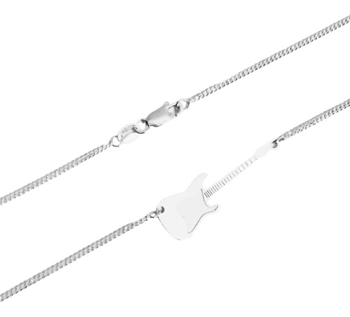 Cadena Colgante Hombre Mujer Dije Guitarra Choker Plata 925