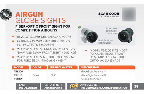 Airgun Globe - Vista Frontal De Fibra Óptica Con Carcasa De