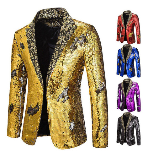 Blazer De Lentejuelas Brillantes Dj Party For Hombre