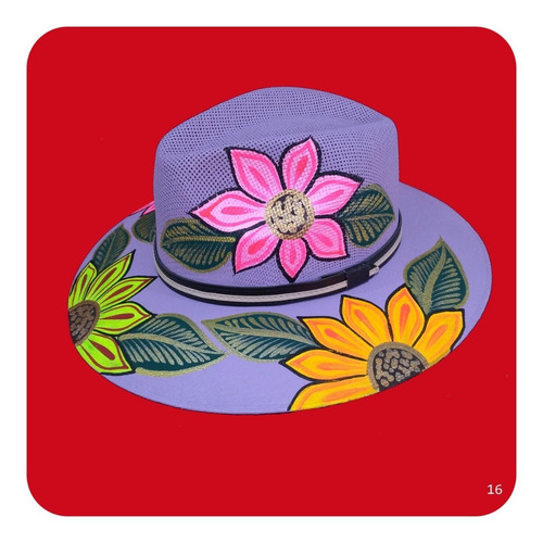 Imagen 3 de 6 de Elegante Sombrero Artesanal Pintado A Mano Varios Modelos 2