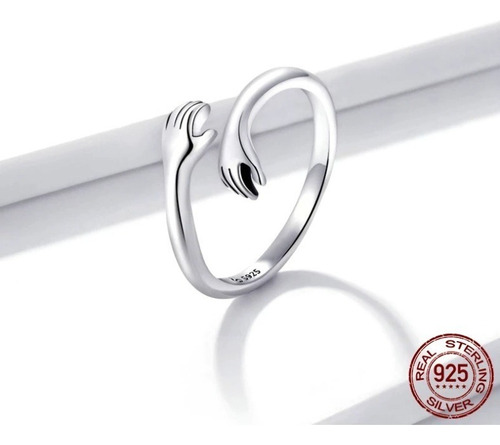 Anillo Ajustable Abrazo Para Mujer Fabricado En Plata 925