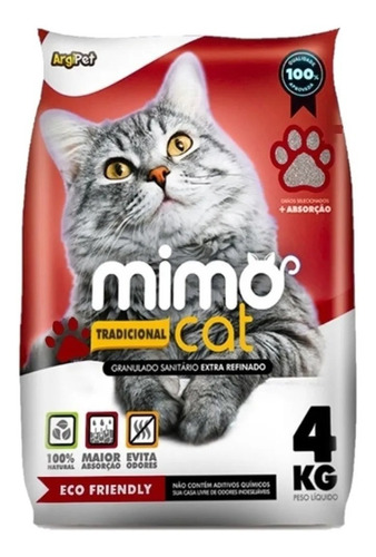 Areia Para Gato Granulado Sanitário Higiênico Mimo Cat 4kg Tipo Tradicional