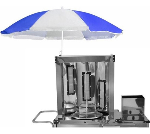 Imagem 2 de 7 de Carrinho De Churrasco Grego Inox Com 1 Torre 3 Queimadores