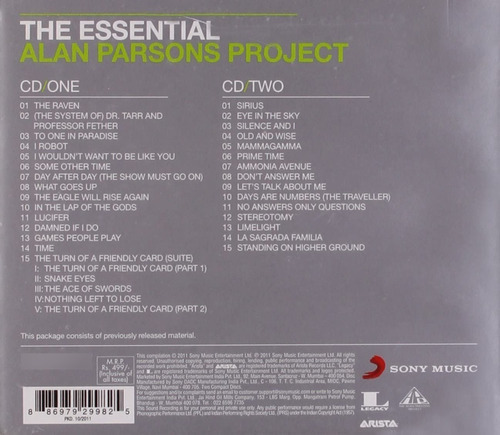 Projeto Alan Parsons O Essencial Santana 2 Cd Importado