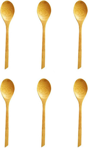 4110 - Juego De 6 Cucharas Largas De Madera De Bambú, Cuchar