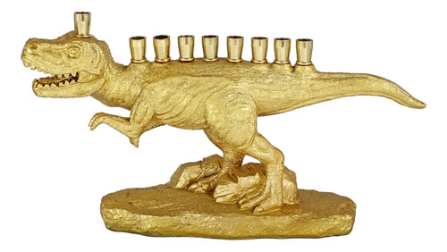 Zion Judaica Polyresin Dinosaur Hanukkah Menorah (gold) With