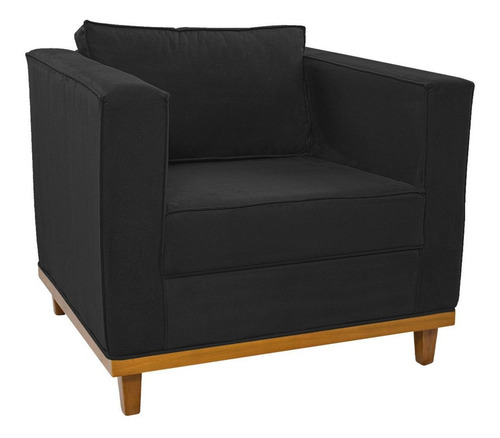Kit Sofá 2 Lugares E 2 Poltronas Europa Suede Preto - Adj