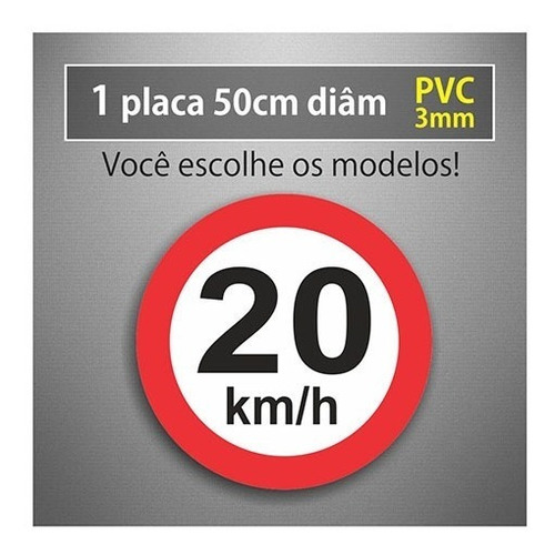 Placa 20km/h - 50cm Diâmetro - Pvc 3mm