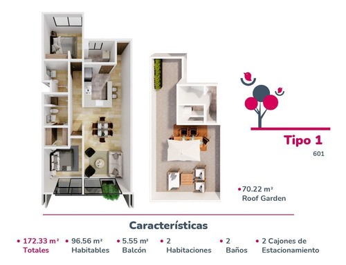 Departamento Con Roof Garden Privado 2 Recamaras 2 Baños Y 2 Estacionamientos