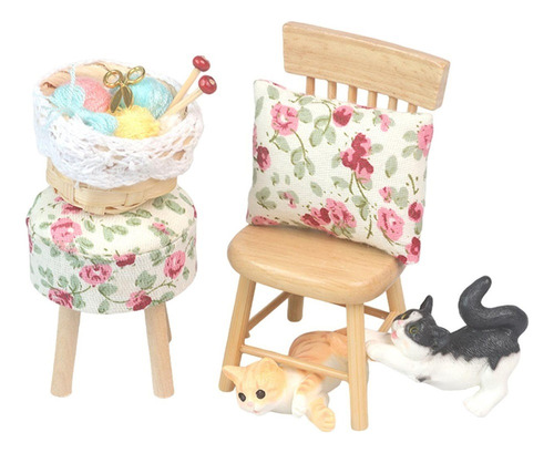 Juego De Sillas En Miniatura Para Casa De Muñecas Estilo A