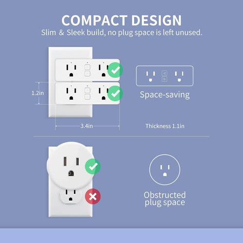 Junlit Enchufe Inteligente Dual, Extensor De Salida Wifi De