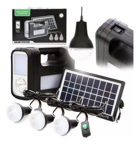 Kit Panel Solar Lámpara Led Portátil Recargable 3 Bombillo