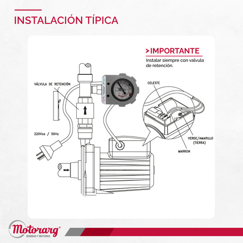 Presostato Prelex Regulable 0-4bar - Hasta 2hp Motorarg