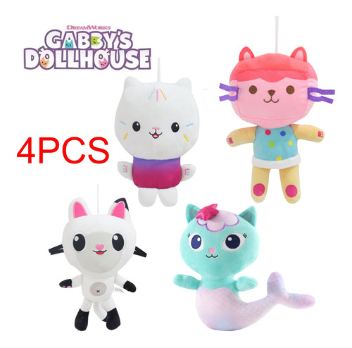 4 Unids/set Linda Casa De Muñecas De Peluche Gabby Dollhouse