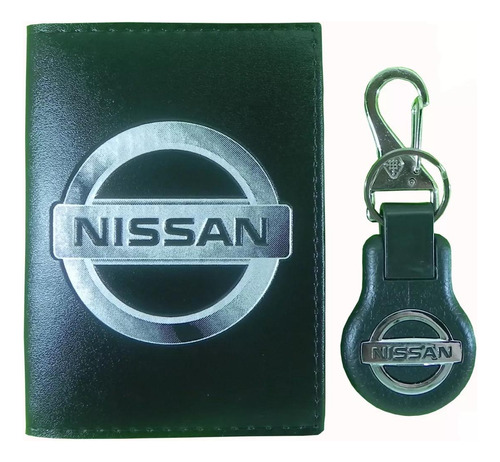Kit portadocumentos y llavero Nissan de piel