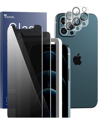 Tocol Paquete De 2 + 2 Compatibles Con iPhone 12 Pro Max, No