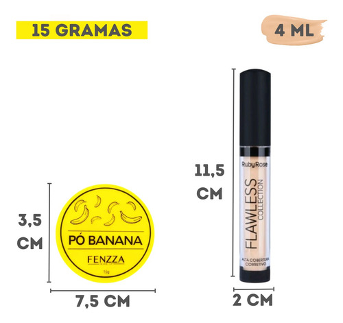 Pó Banana Translúcido Fenzza Com Corretivo Ruby Rose Nude 3