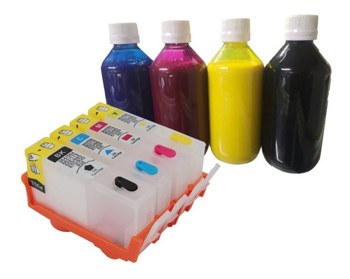 Combo 4 Cartuchos Rellenables 934 935 + Tintas 250ml C/u 