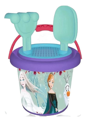 Set De Playa Balde Pala Rastrillo Moldes Frozen - Premium