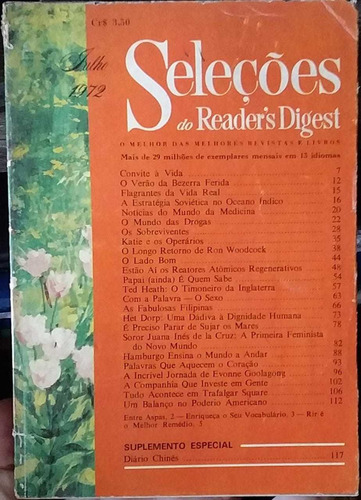 Revista Seleções Do Readers Digest Julho De 1972