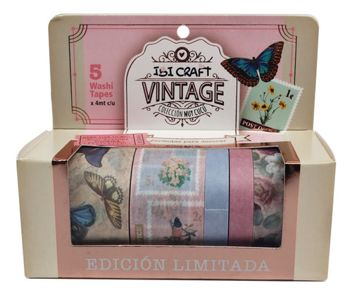 Pack Cinta Adhesiva Washi Tape Colección Vintage  Ibi Craft