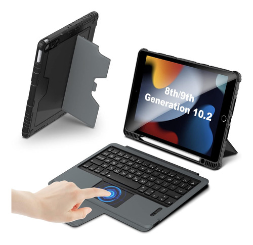 Funda iPad 9 Gen Con Teclado Desmontable 10.2puLG, 2021,