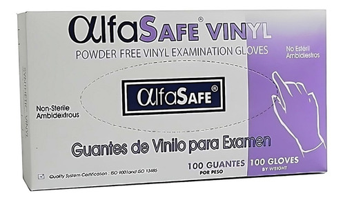 Guantes De Vinilo Alfa Safe ® 5 Cajas X 100 Und