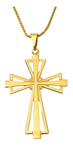 Colar Feminino Pingente Cruz Crucifixo Banhado A Ouro 18 K