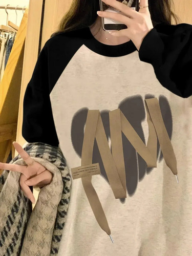Sudadera De Mujer Con Cuello Redondo Y Manga Raglán