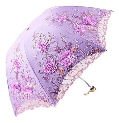 Paraguas De Encaje For Mujer Bordado Con Flores [u]