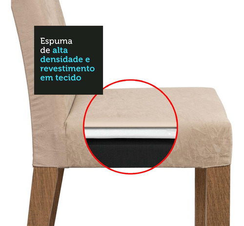 Juego Comedor Mesa Tapa Madera 6 Sillas Renata Madesa Color Marron/Crema/Imperial