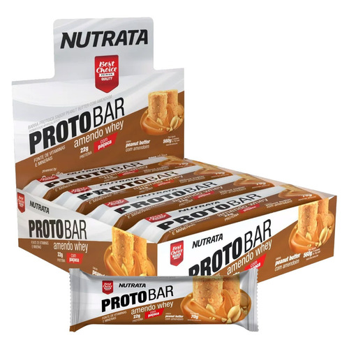 Suplemento em barra Nutrata  Protobar Protobar proteínas Protobar sabor  amendo whey em caixa de 560g  pacote x 8 u