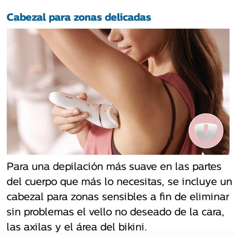Imagen 9 de 10 de Depiladora Philips Inalámbrica + 7 Accesorios Bre730