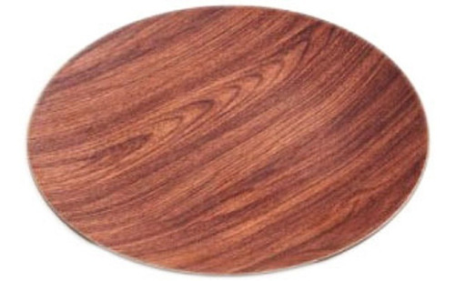 Bandeja Redonda Grande De Servir Simil Madera Nogal 31 Cm