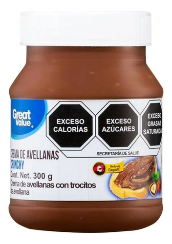2 Pza Crema Great Value Untable De Avellanas Crunchy 300 G