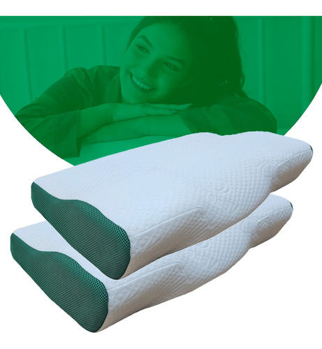 2 Travesseiro Magnetico Ideal Para Ciatico Hernia De Disco Cor Branco